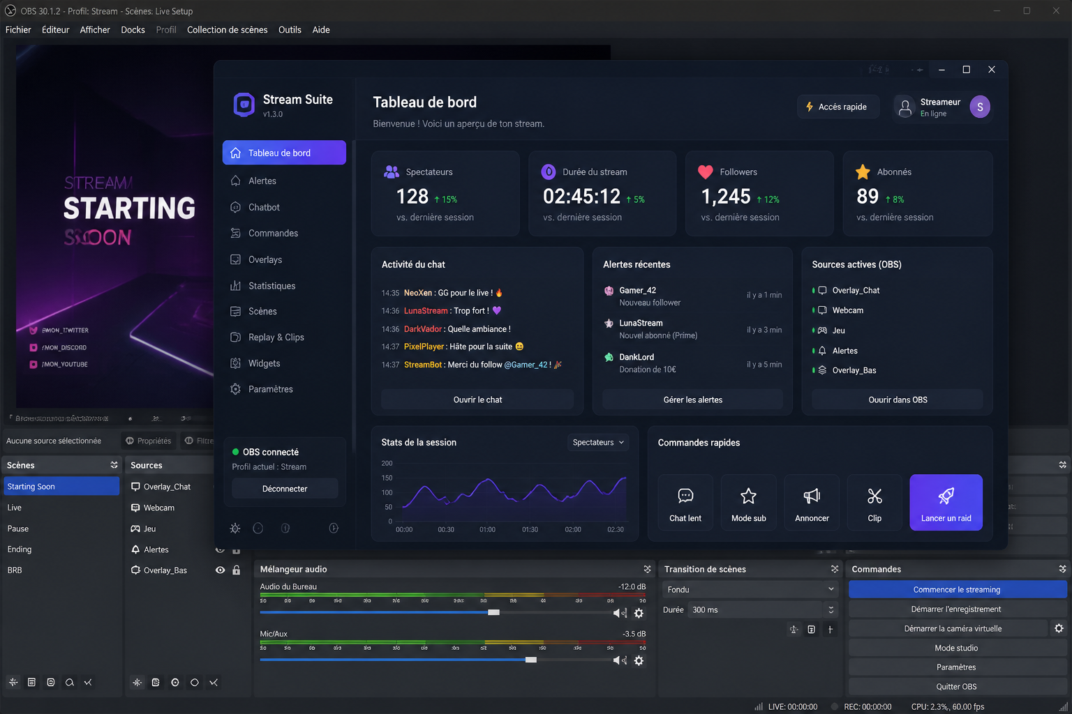 Stream Suite : une solution complète pour optimiser vos lives sur OBS